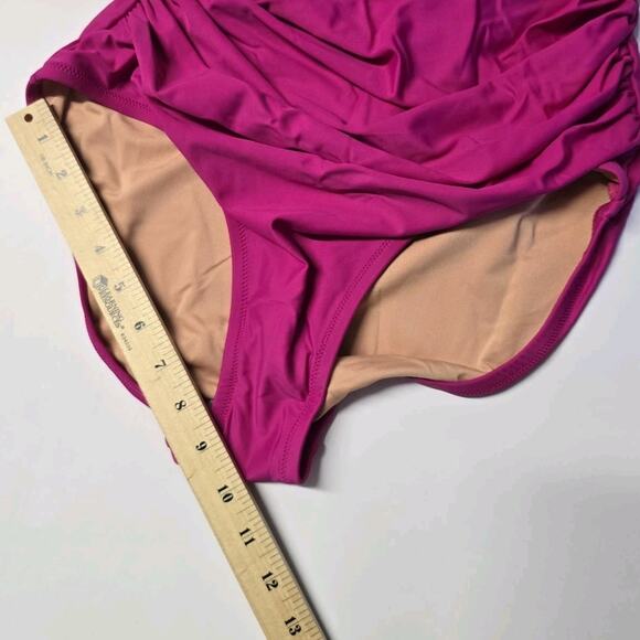 J.Crew Ruched V Neck One Piece Swimsuit Womens Size‎ 10 Fuchsia BC116 - Picture 6 of 10